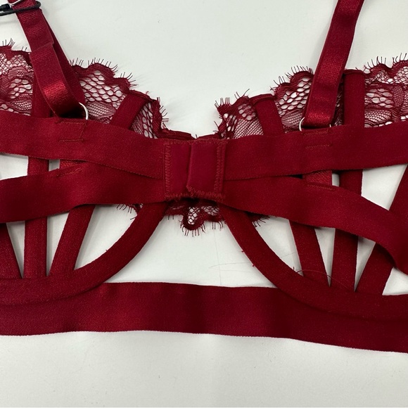 Thistle and Spire Ruby Red Sidney Lace Open Cup Bra Size 32DD New with Tags - Picture 9 of 10